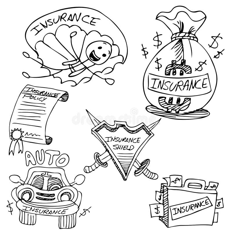 Ensemble de dessin d'assurance illustration libre de droits Ensemble de dessin d'assurance illustration libre de droits