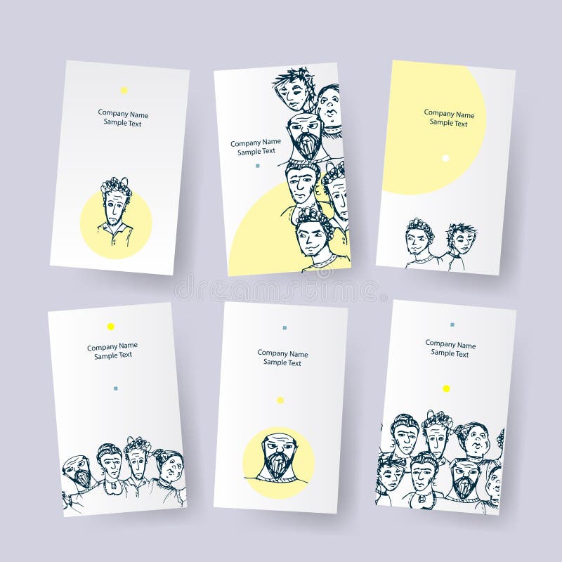 Ensemble de différentes cartes avec des personnes Étiquettes de société d'identité de vecteur Cartes d'identification de griffonn illustration de vecteur Ensemble de différentes cartes avec des personnes Étiquettes de société d'identité de vecteur Cartes d'identification de griffonn illustration de vecteur