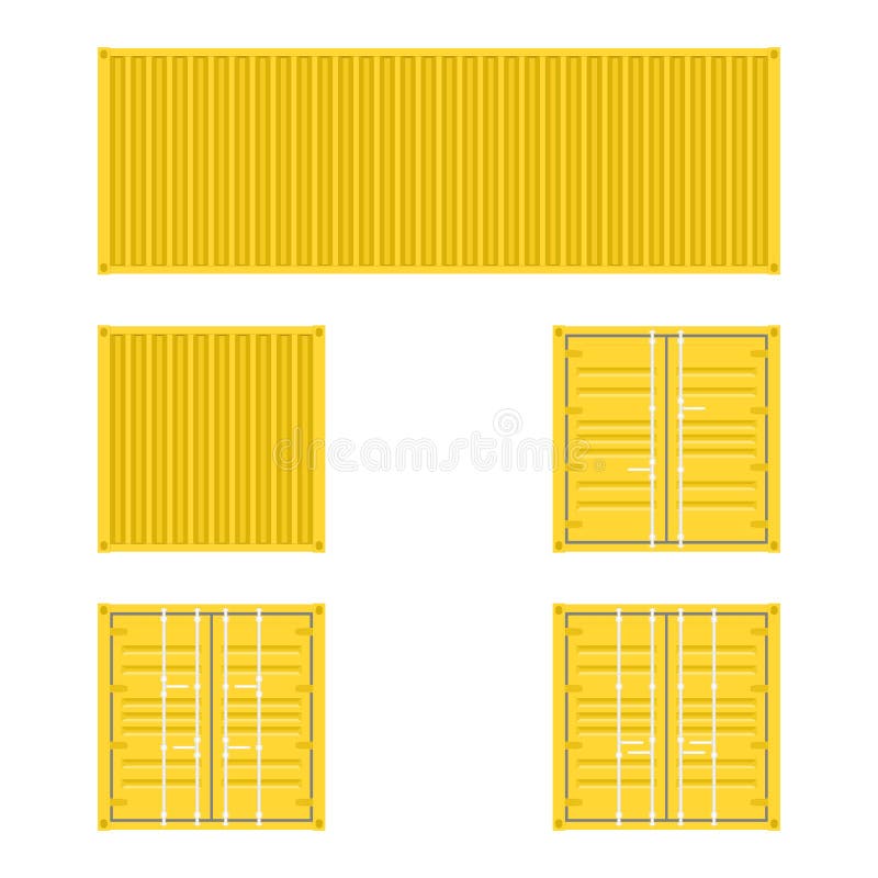 Ensemble de différentes vues des récipients de transport jaunes de cargaison pour le transport et l'expédition de logistique sur illustration stock Ensemble de différentes vues des récipients de transport jaunes de cargaison pour le transport et l'expédition de logistique sur illustration stock