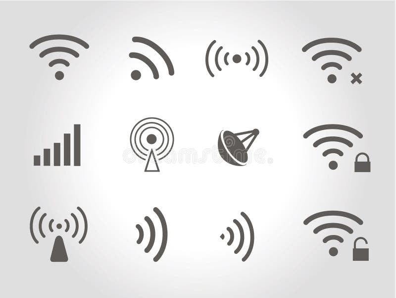 Ensemble de douze icônes noires de radio et de wifi de vecteur illustration de vecteur Ensemble de douze icônes noires de radio et de wifi de vecteur illustration de vecteur