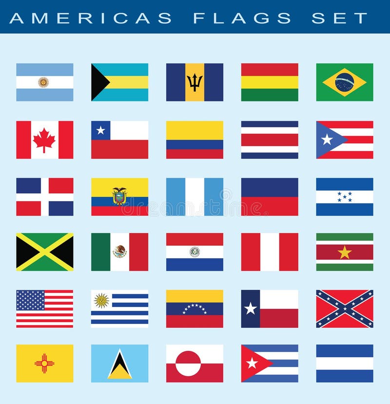 ensemble de drapeaux des Amériques, illustration de vecteur illustration libre de droits ensemble de drapeaux des Amériques, illustration de vecteur illustration libre de droits