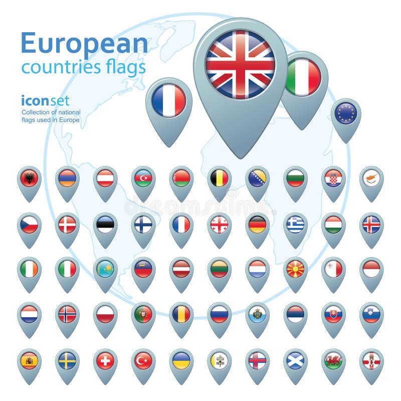 Ensemble de drapeaux européens, illustration de vecteur illustration libre de droits Ensemble de drapeaux européens, illustration de vecteur illustration libre de droits