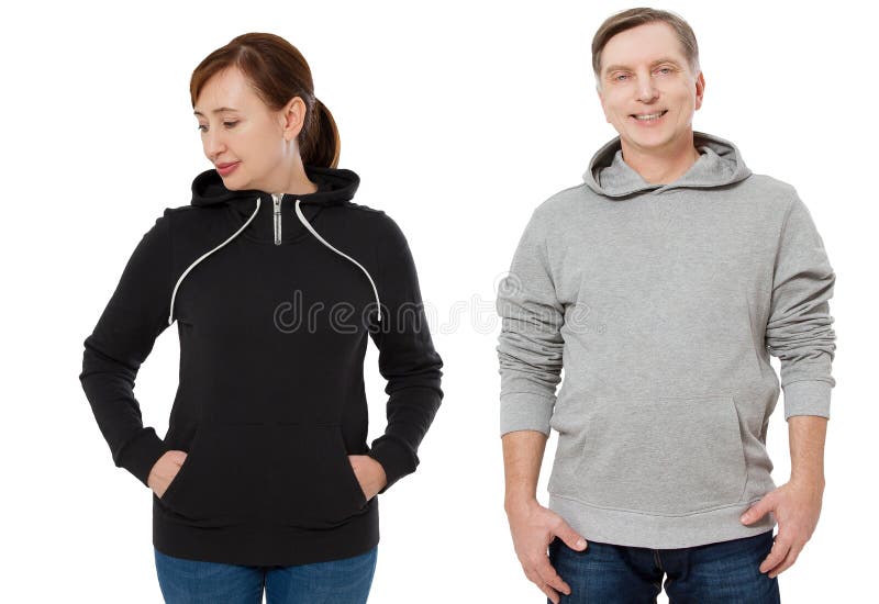 Ensemble de femme et d'homme dans la vue de face de pull molletonné Type et femelle dans des vêtements hoody de calibre pour l'es image stock Ensemble de femme et d'homme dans la vue de face de pull molletonné Type et femelle dans des vêtements hoody de calibre pour l'es image stock