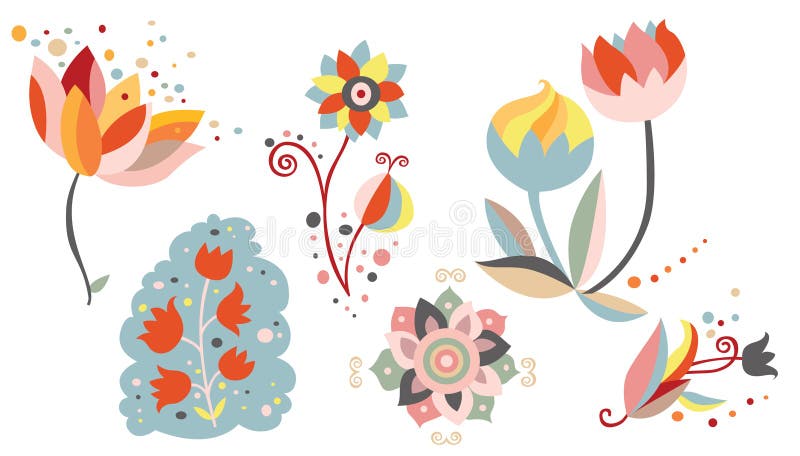 Ensemble de fleurs ornementales illustration libre de droits Ensemble de fleurs ornementales illustration libre de droits