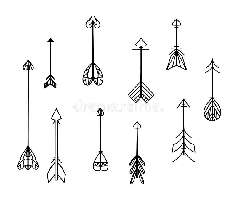 Ensemble de flèches noires et blanches de boho illustration stock Ensemble de flèches noires et blanches de boho illustration stock