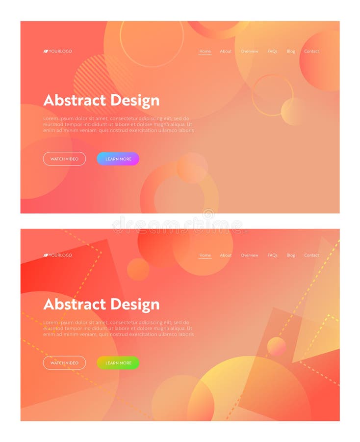 Ensemble de fond de page d'atterrissage de Coral Abstract Geometric Circle Shape Modèle graphique carré orange de gradient de Dig illustration stock Ensemble de fond de page d'atterrissage de Coral Abstract Geometric Circle Shape Modèle graphique carré orange de gradient de Dig illustration stock