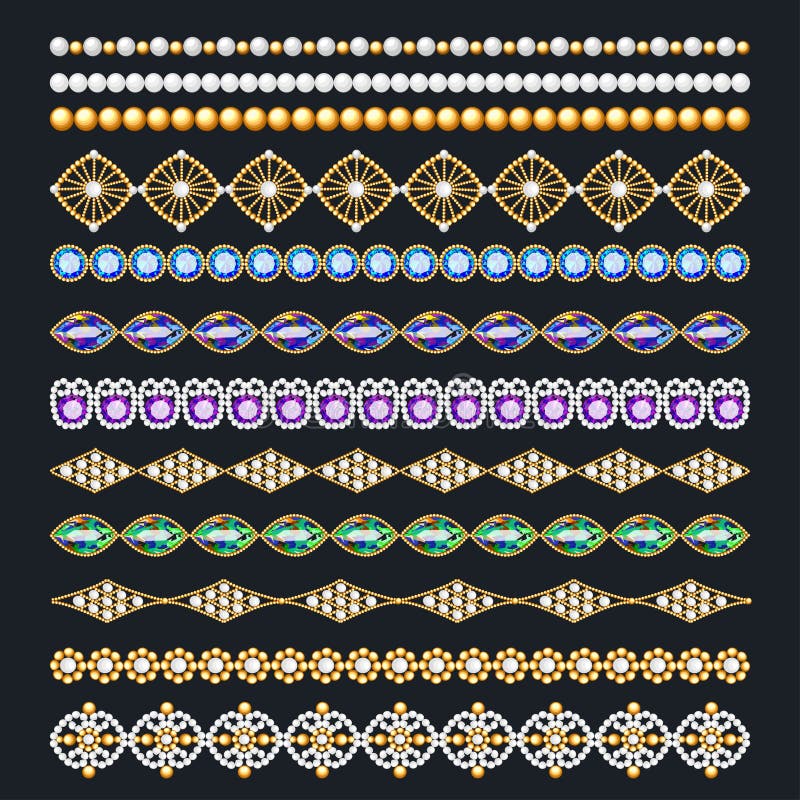 ensemble de frontières ornementales des perles de couleur d'or