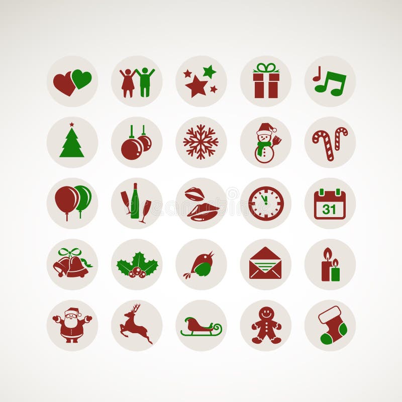 Set of vector icons for New Year and Christmas. Set of vector icons for New Year and Christmas