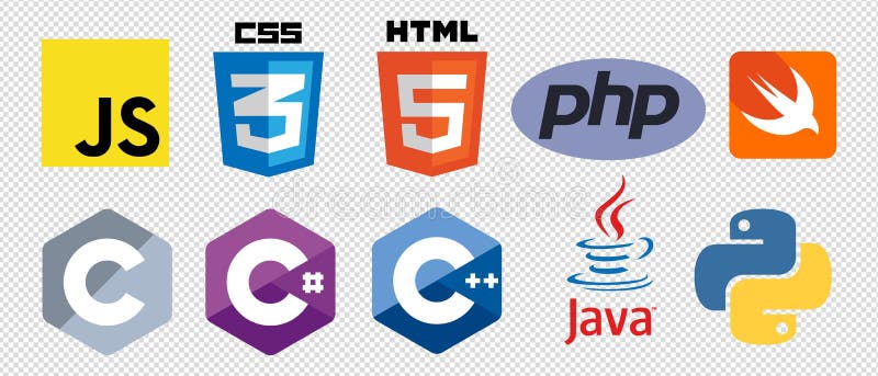 Ensemble De 10 Icônes Vectorielles Du Logo De Langage De Programmation