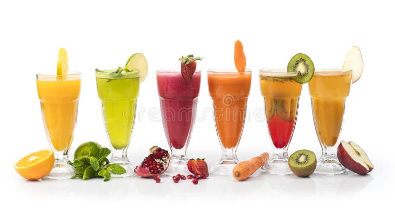 Ensemble de jus frais d'isolement sur le blanc images libres de droits Ensemble de jus frais d'isolement sur le blanc images libres de droits