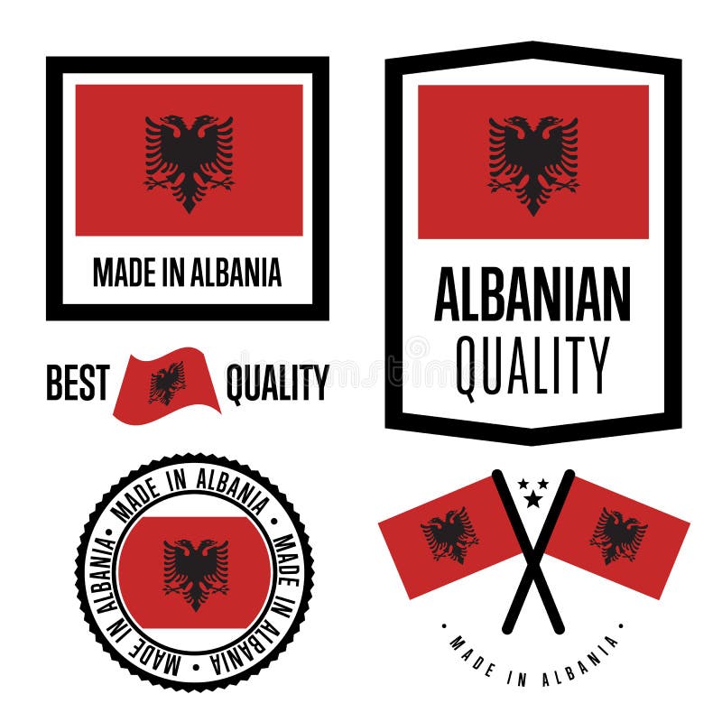 Ensemble de label de qualité de l'Albanie pour des marchandises illustration de vecteur Ensemble de label de qualité de l'Albanie pour des marchandises illustration de vecteur