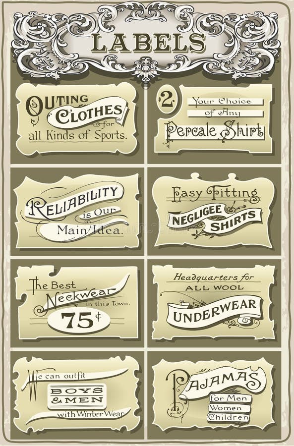 Ensemble de labels d'habillement de vintage illustration libre de droits Ensemble de labels d'habillement de vintage illustration libre de droits