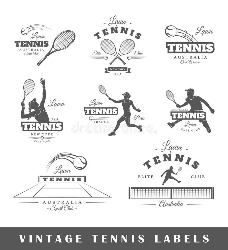 Ensemble de labels de tennis de vintage illustration libre de droits Ensemble de labels de tennis de vintage illustration libre de droits