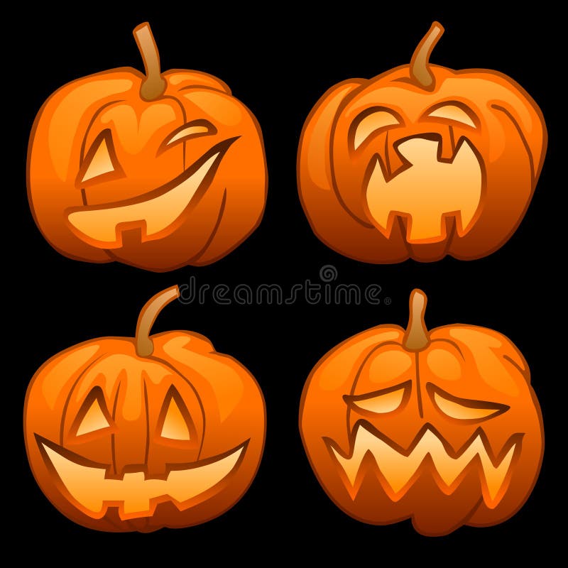 Ensemble de 4 lanternes de potiron de Halloween illustration libre de droits Ensemble de 4 lanternes de potiron de Halloween illustration libre de droits