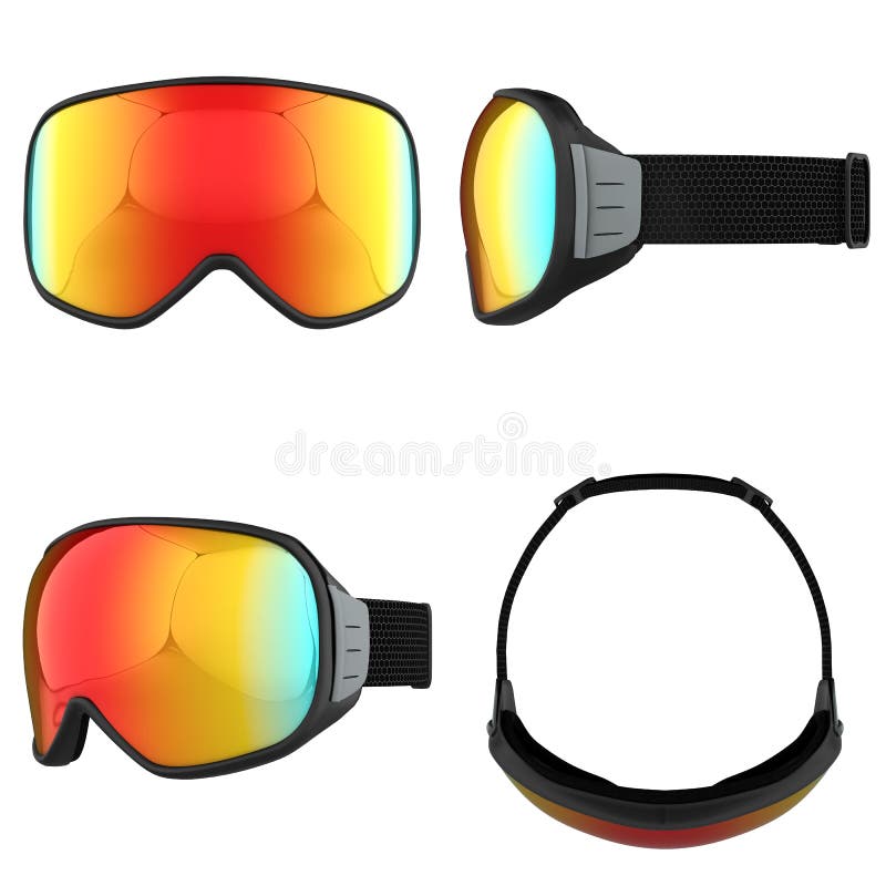 Ensemble de lunettes modernes de surf des neiges illustration stock Ensemble de lunettes modernes de surf des neiges illustration stock