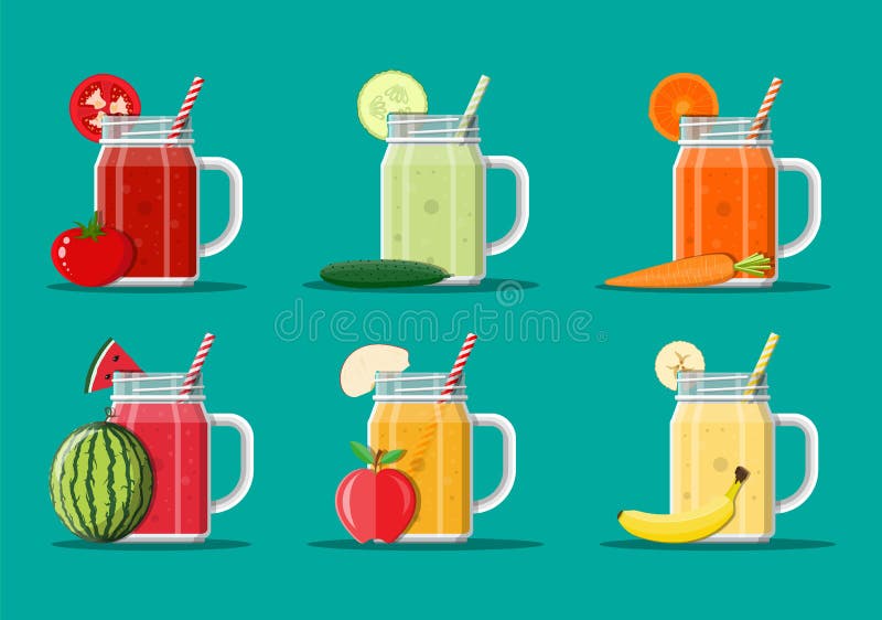 Ensemble de légume frais et de jus de fruit illustration de vecteur Ensemble de légume frais et de jus de fruit illustration de vecteur
