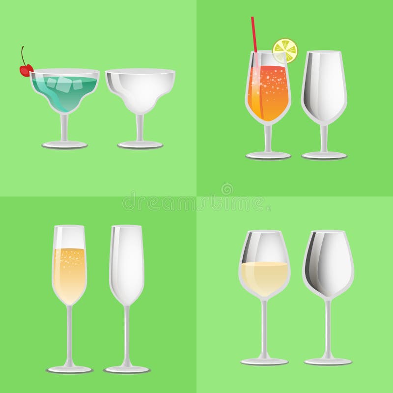 Ensemble de margarita vide régénératrice en verre de cocktail illustration stock Ensemble de margarita vide régénératrice en verre de cocktail illustration stock