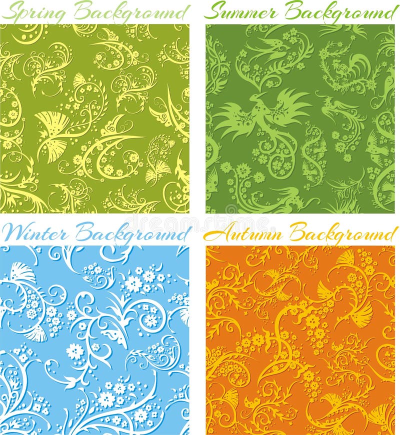 Ensemble de milieux de saisons - dirigez 3D sans couture illustration de vecteur Ensemble de milieux de saisons - dirigez 3D sans couture illustration de vecteur