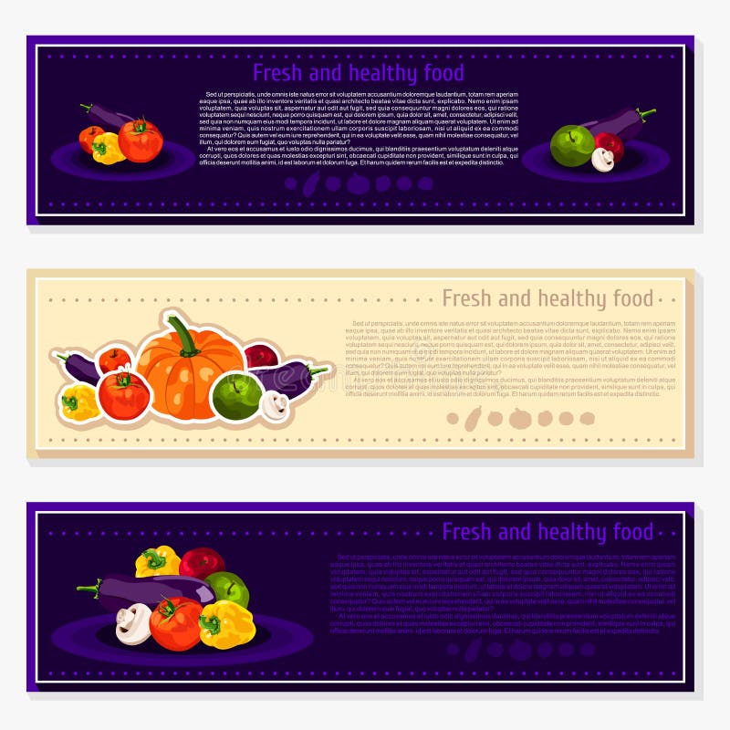 Ensemble de milieux de vecteur, bannières au sujet de la consommation saine Éléments de légumes de vecteur pour l'infographics lé illustration de vecteur Ensemble de milieux de vecteur, bannières au sujet de la consommation saine Éléments de légumes de vecteur pour l'infographics lé illustration de vecteur
