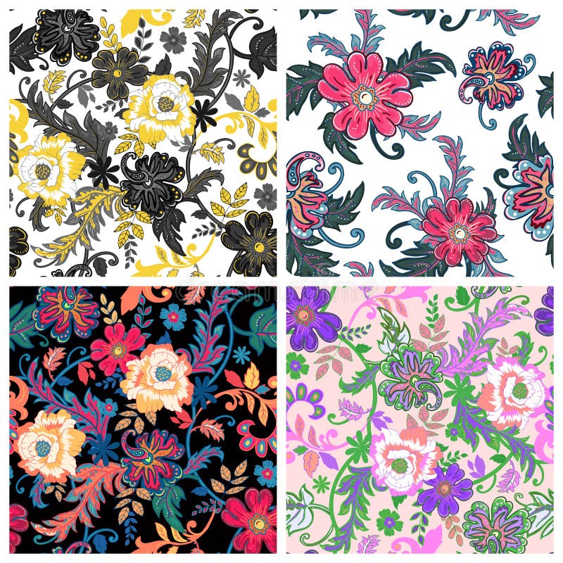 Ensemble de modèles sans couture orientaux traditionnels de Paisley Vecteur i illustration libre de droits
