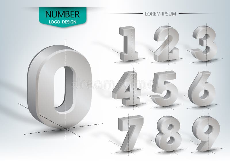 Ensemble de nombre tridimensionnel réaliste illustration stock Ensemble de nombre tridimensionnel réaliste illustration stock