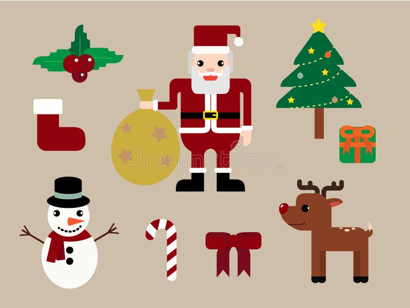 Ensemble de Noël heureux Santa, de cerfs communs et de substance illustration stock Ensemble de Noël heureux Santa, de cerfs communs et de substance illustration stock