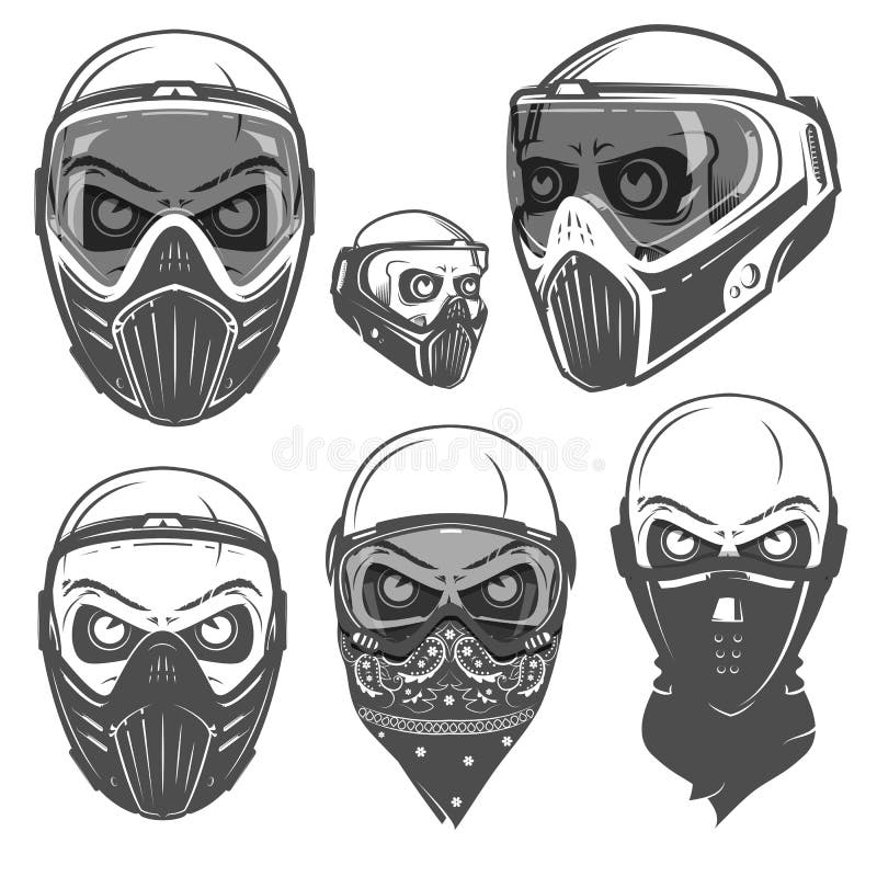 Ensemble de paintball, conception de paintball, tatouage de paintball illustration libre de droits Ensemble de paintball, conception de paintball, tatouage de paintball illustration libre de droits