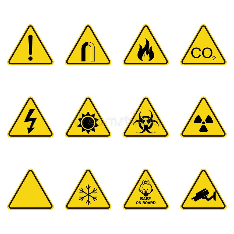 Ensemble De Panneaux D'avertissement De Triangle Icône D