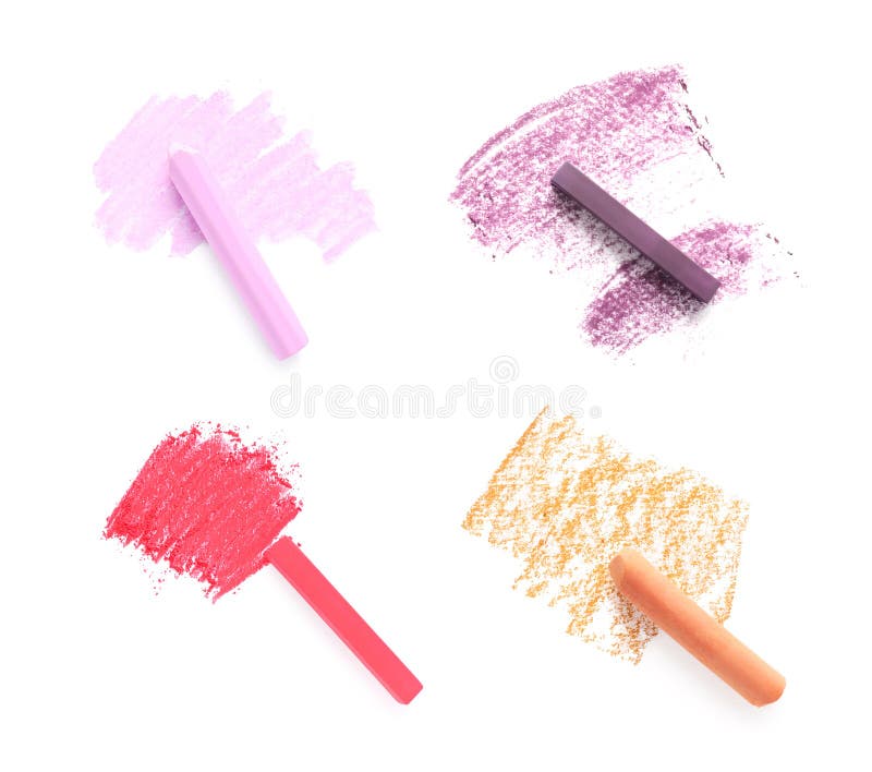 Ensemble De Pastels Doux Sur Fond Blanc Vue. Crayons De Dessin Image