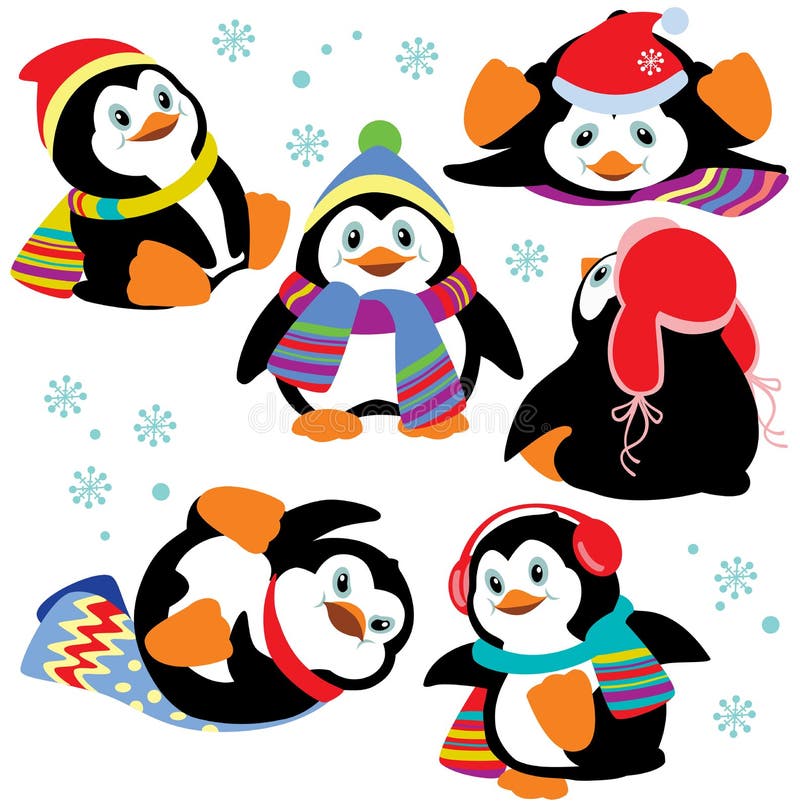 Ensemble de pingouins de bande dessinée illustration stock Ensemble de pingouins de bande dessinée illustration stock
