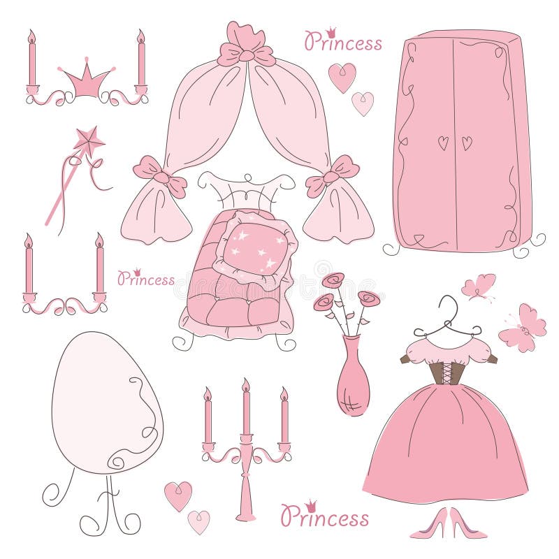 Accessoires de princesse illustration de vecteur. Illustration du earrings  - 25150957