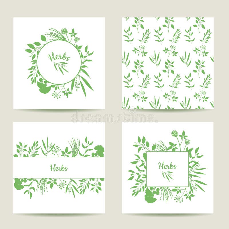 Ensemble de quatre calibres de fines herbes de carte illustration de vecteur Ensemble de quatre calibres de fines herbes de carte illustration de vecteur