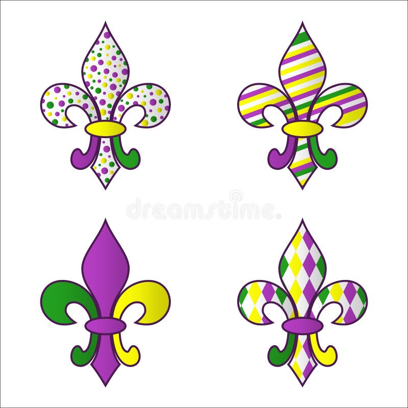 Ensemble de quatre symboles multicolores lumineux de Mardi Gras illustration de vecteur Ensemble de quatre symboles multicolores lumineux de Mardi Gras illustration de vecteur