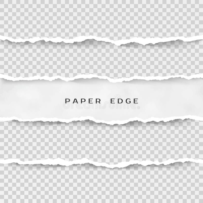 Ensemble de rayures de papier déchirées Texture de papier avec le bord endommagé d'isolement sur le fond transparent Illustration illustration stock Ensemble de rayures de papier déchirées Texture de papier avec le bord endommagé d'isolement sur le fond transparent Illustration illustration stock