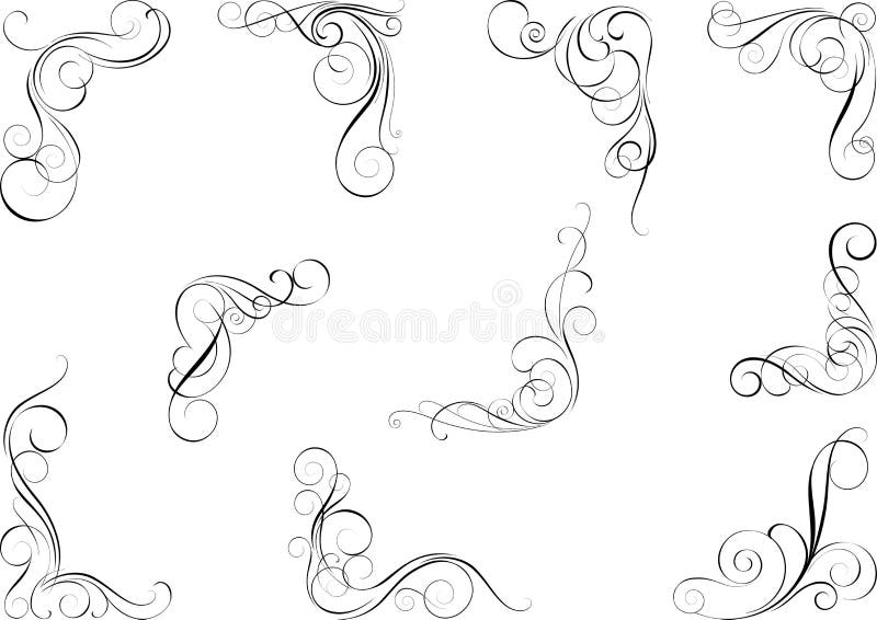 Ensemble de résumé de conception calligraphique faisante le coin illustration stock Ensemble de résumé de conception calligraphique faisante le coin illustration stock