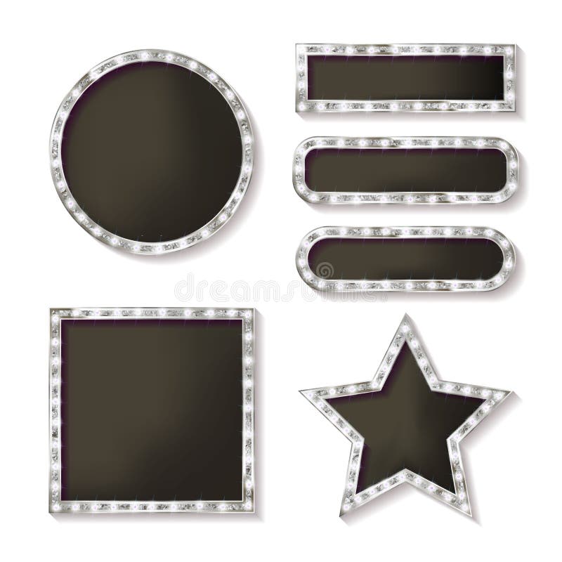 Ensemble de rétros cadres rougeoyants illustration stock Ensemble de rétros cadres rougeoyants illustration stock