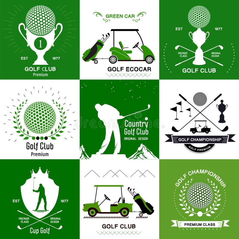 Ensemble de rétros logos de golf, emblèmes illustration stock Ensemble de rétros logos de golf, emblèmes illustration stock