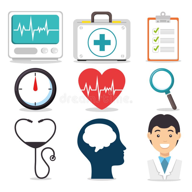 Ensemble de santé mentale et d'icônes médicales illustration de vecteur Ensemble de santé mentale et d'icônes médicales illustration de vecteur