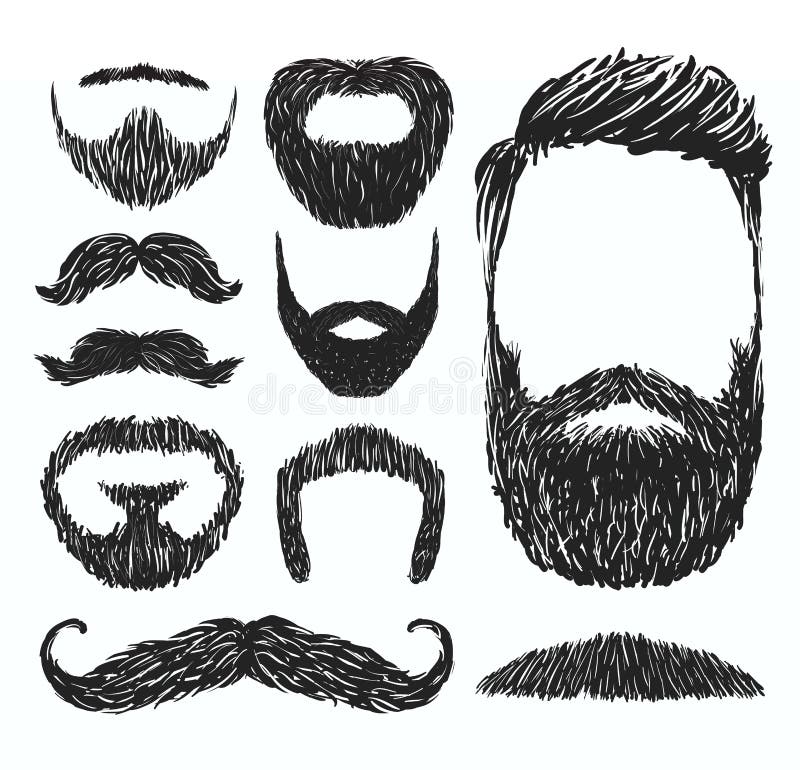 Ensemble de silhouettes de moustache et de barbe, illustration de vecteur illustration libre de droits Ensemble de silhouettes de moustache et de barbe, illustration de vecteur illustration libre de droits