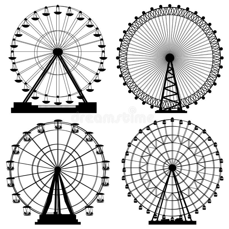 Ensemble de silhouettes Ferris Wheel. illustration de vecteur Ensemble de silhouettes Ferris Wheel. illustration de vecteur