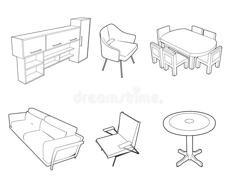 Ensemble de silhouettes de meubles illustration stock Ensemble de silhouettes de meubles illustration stock