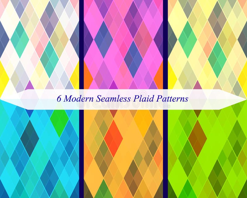 Ensemble de six modèles modernes sans couture de plaid illustration stock Ensemble de six modèles modernes sans couture de plaid illustration stock
