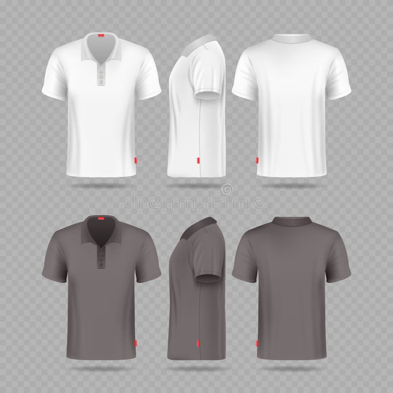 Ensemble de T-shirt du polo des hommes de couleur blancs d'isolement sur le fond transparent illustration libre de droits Ensemble de T-shirt du polo des hommes de couleur blancs d'isolement sur le fond transparent illustration libre de droits