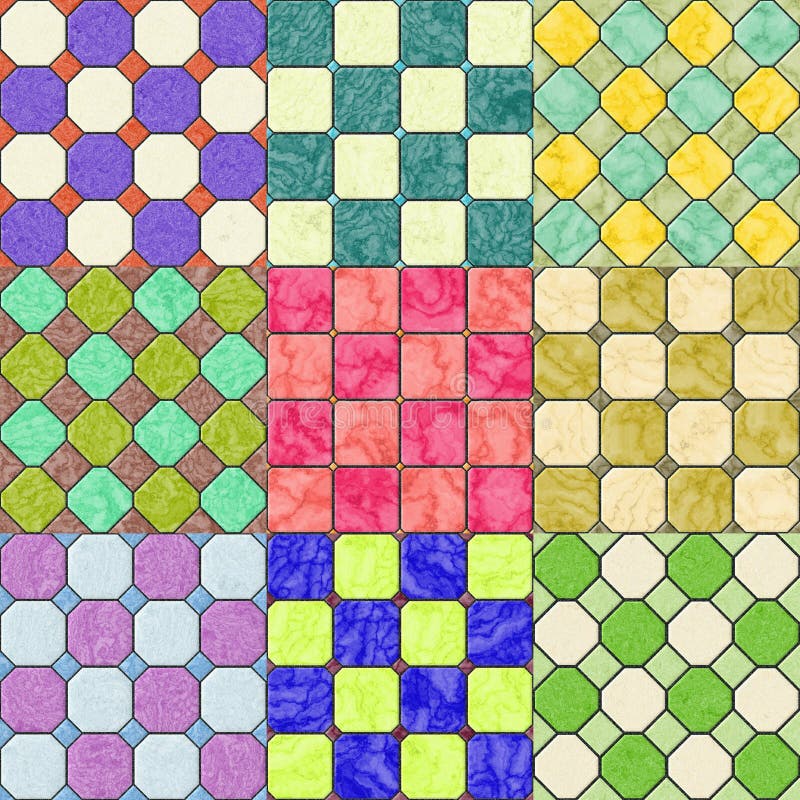 Ensemble de texture produite sans couture de carrelages illustration libre de droits Ensemble de texture produite sans couture de carrelages illustration libre de droits
