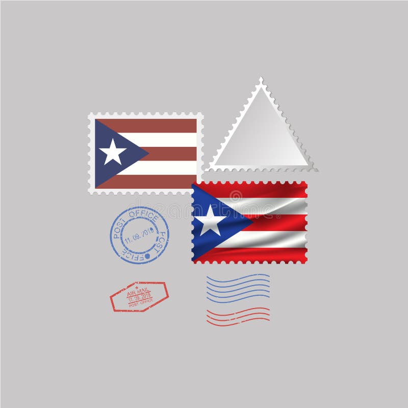 Ensemble de timbre-poste de drapeau de PUERTO RICO, d'isolement sur le fond gris illustration libre de droits Ensemble de timbre-poste de drapeau de PUERTO RICO, d'isolement sur le fond gris illustration libre de droits