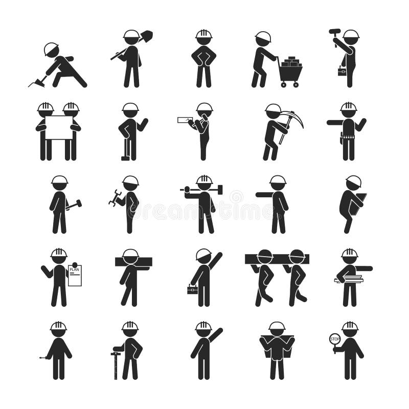 Ensemble de travailleurs industriels les gens, pictogramme humain I d'entrepreneurs illustration de vecteur Ensemble de travailleurs industriels les gens, pictogramme humain I d'entrepreneurs illustration de vecteur