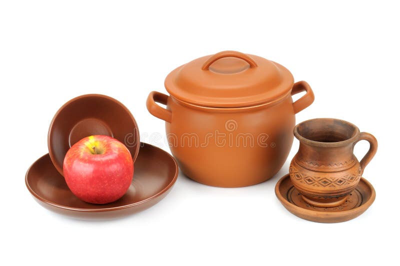 Ensemble de vaisselle de poterie de terre image stock Ensemble de vaisselle de poterie de terre image stock