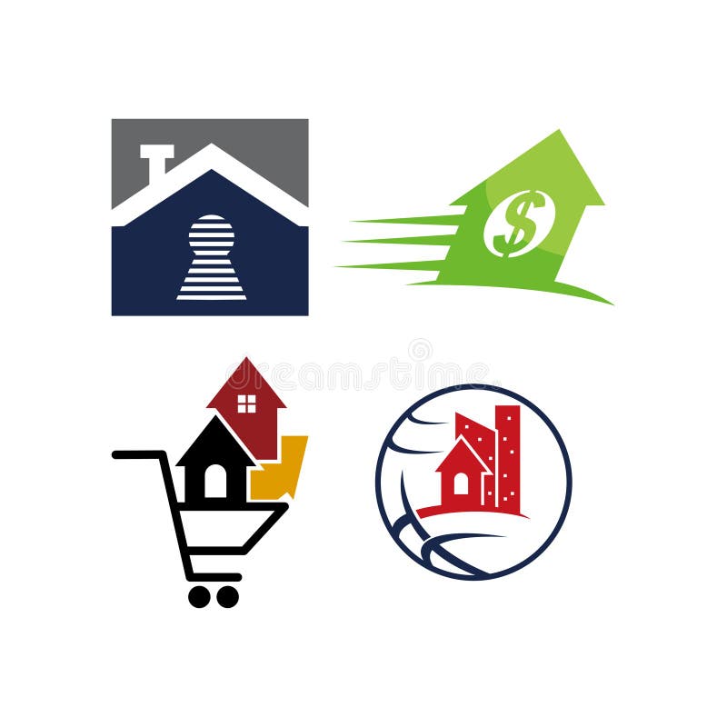 Ensemble de vecteur de calibre de conception de propriété de maison de Real Estate illustration stock Ensemble de vecteur de calibre de conception de propriété de maison de Real Estate illustration stock
