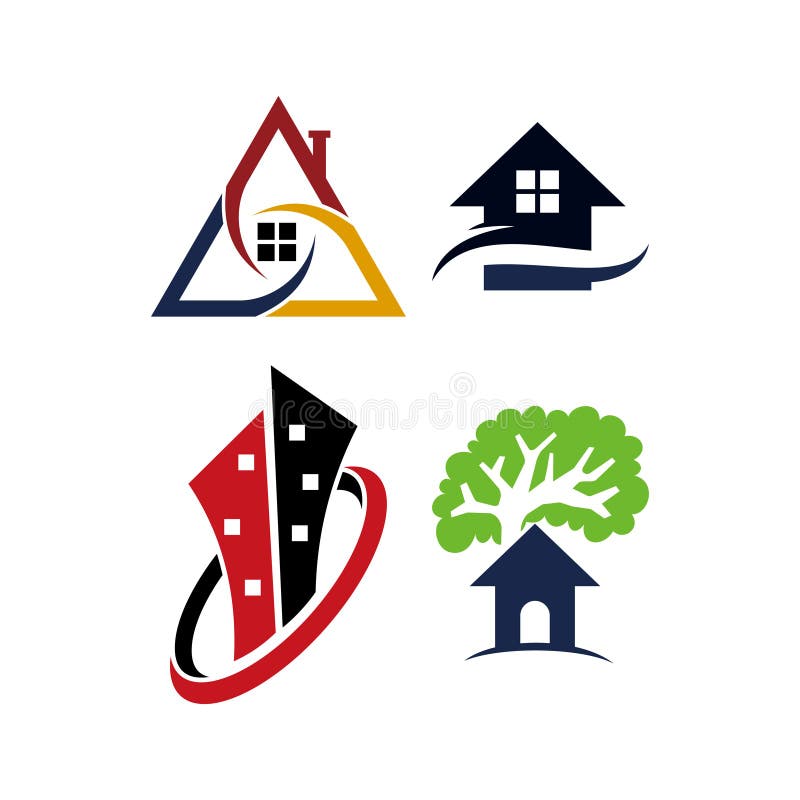 Ensemble de vecteur de calibre de conception de propriété de maison de Real Estate illustration stock Ensemble de vecteur de calibre de conception de propriété de maison de Real Estate illustration stock
