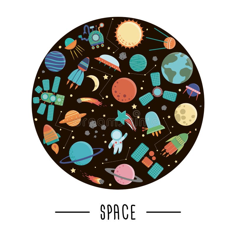 Objets Mignons De Vecteur D Espace Extra Atmospherique Illustration De Vecteur Illustration Du Isolement Conception 119191309